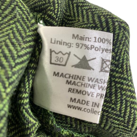 Modcloth x Collectif Dress Size XS US 4 UK8 Herringbone Fit Flare Green Pockets - Picture 10 of 10